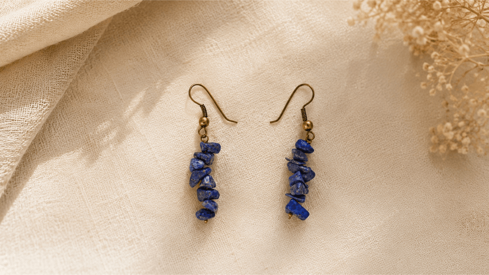 Azure Lapis Chipped Earrings