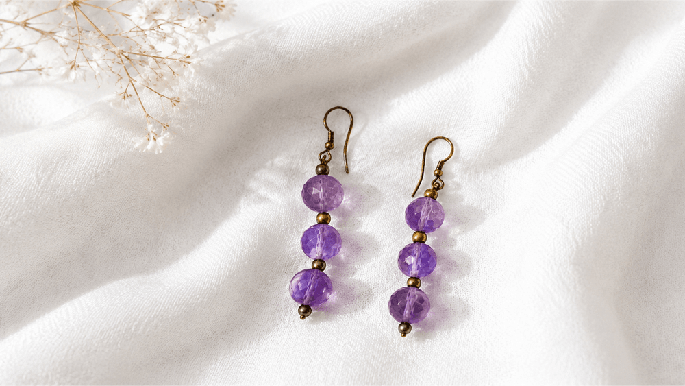 Faceted Amethyst Drop Earrings
