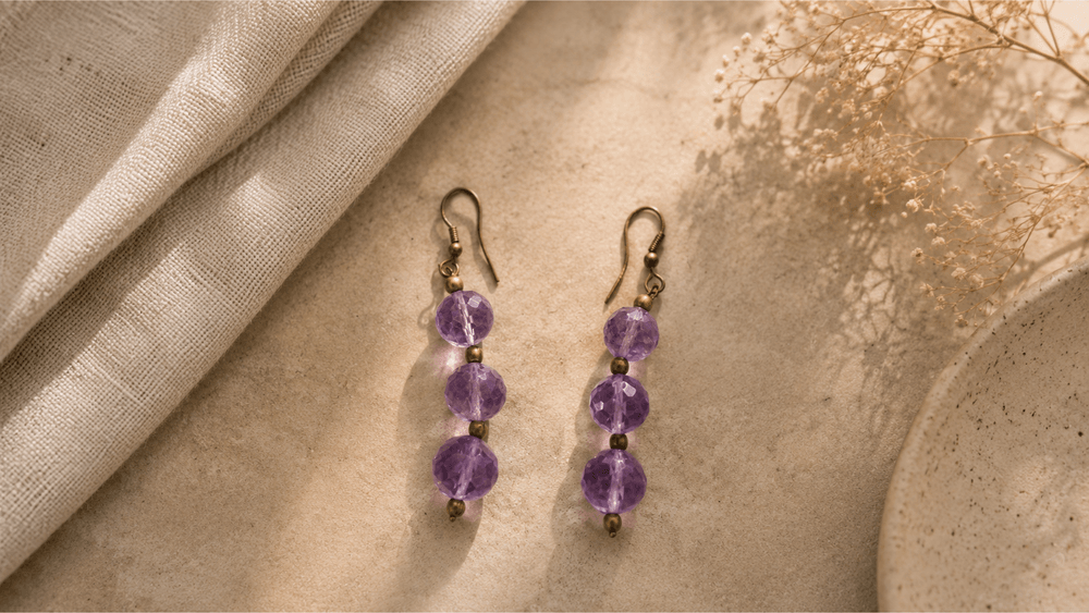 Faceted Amethyst Drop Earrings thumbnail 2