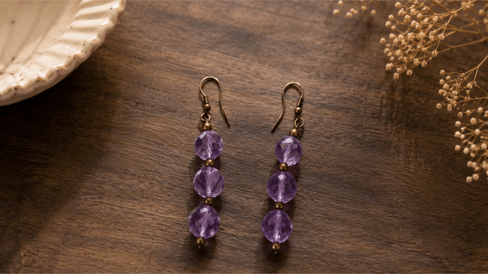 Faceted Amethyst Drop Earrings thumbnail 3