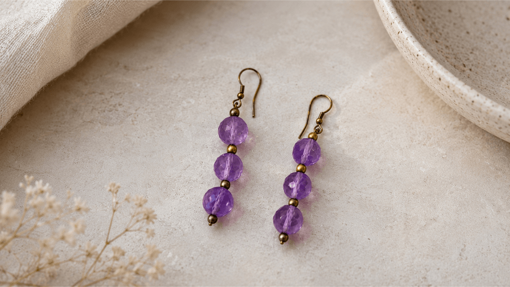 Faceted Amethyst Drop Earrings thumbnail 4
