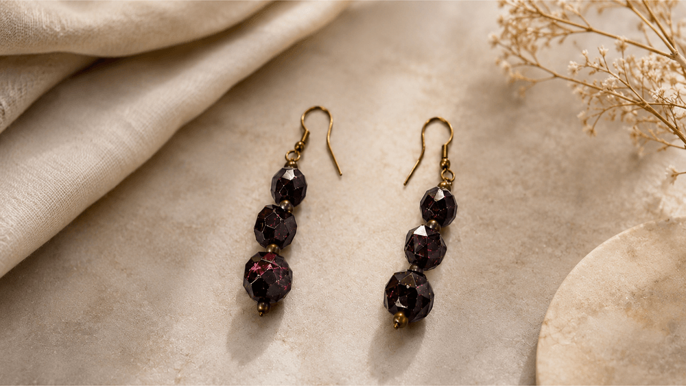 Faceted Earth Stone Earrings thumbnail 3