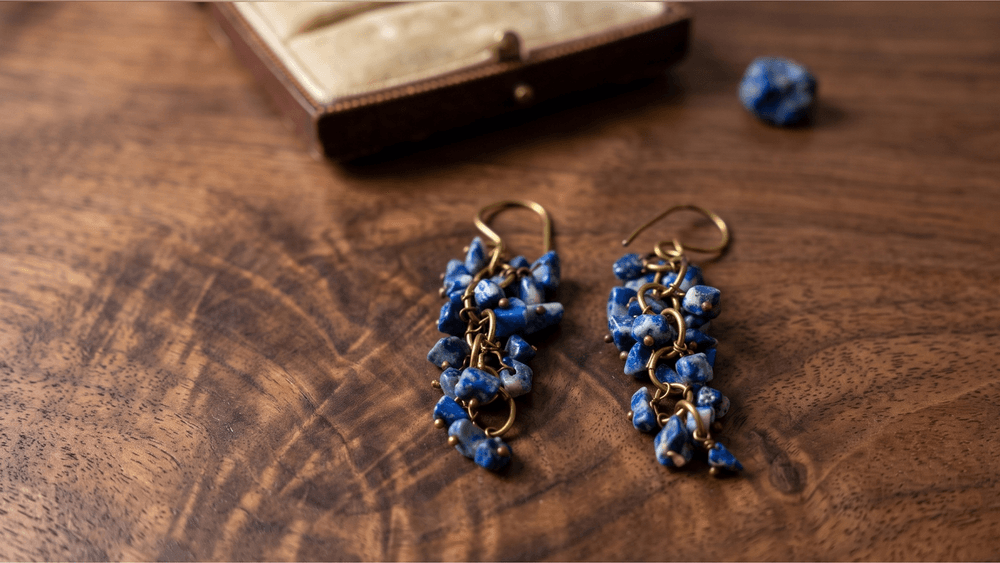 Faceted Lapis Chip Earrings