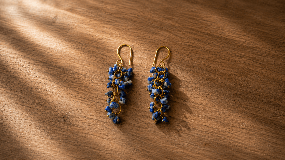 Faceted Lapis Chip Earrings thumbnail 2
