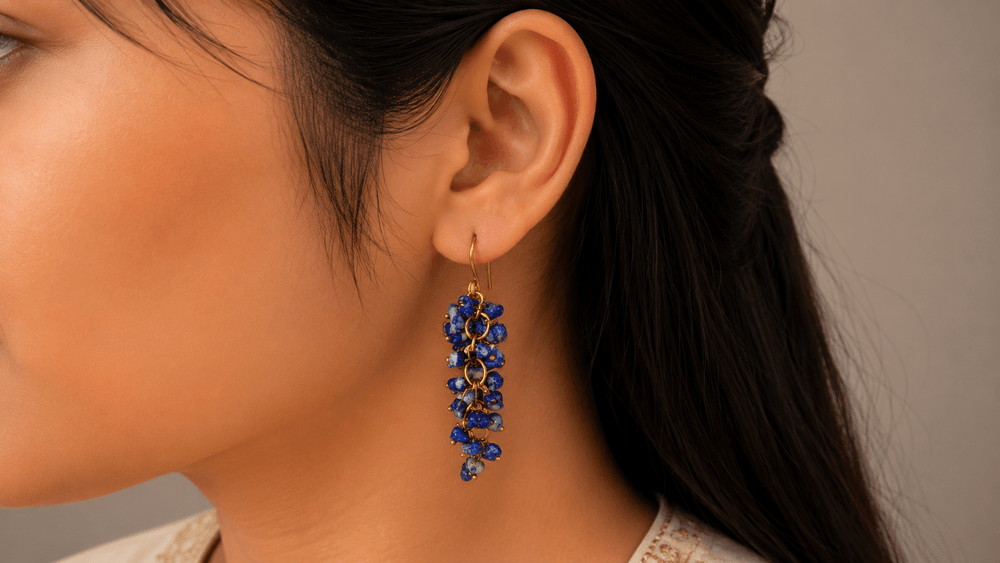 Faceted Lapis Chip Earrings thumbnail 3