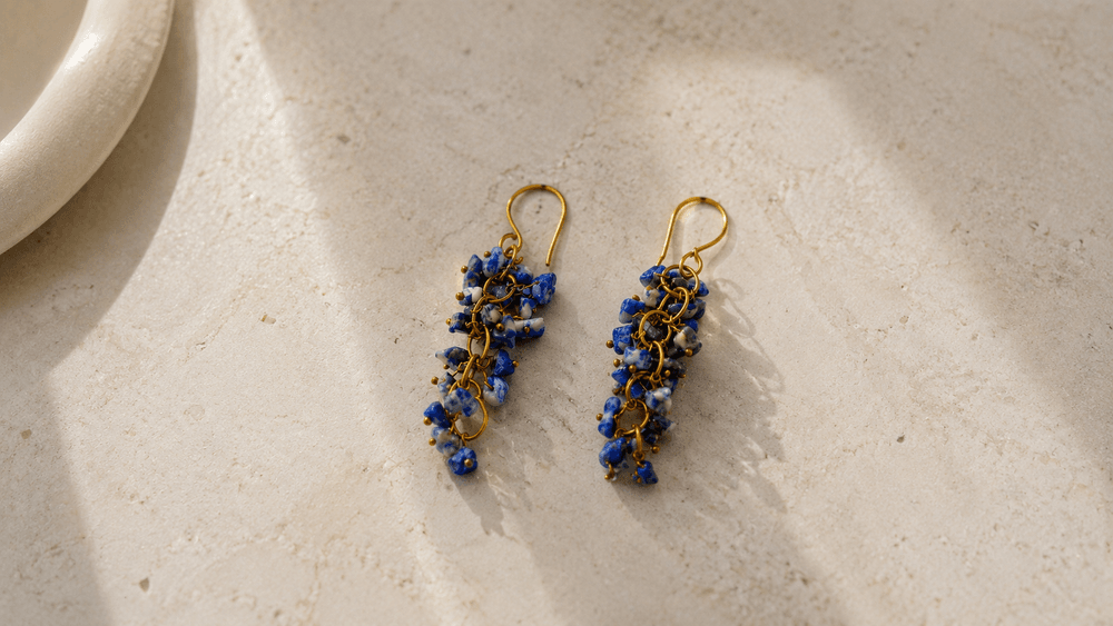 Faceted Lapis Chip Earrings thumbnail 4
